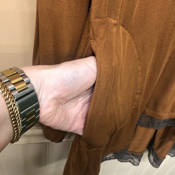 Logo Lori Goldstein A294485 Brown Soft Long Sleeve Top Lace Bottom Size L - Picture 2 of 7